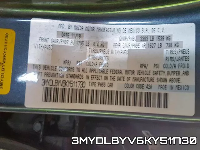 3MYDLBYV6KY511730 фото 2