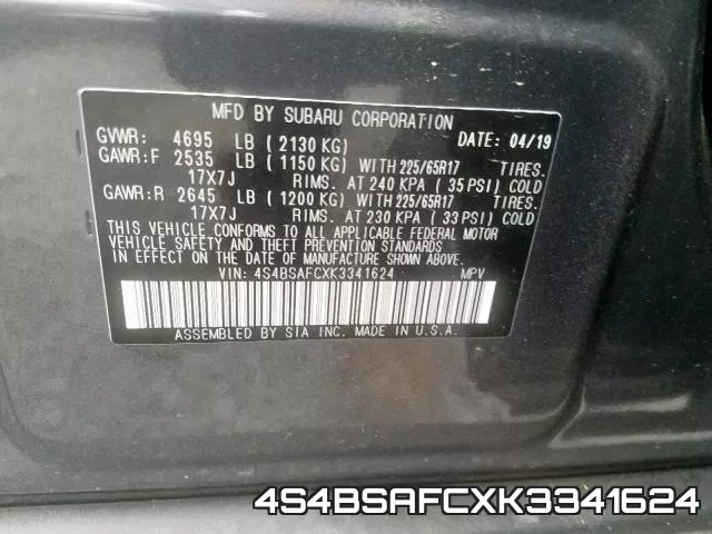 4S4BSAFCXK3341624 фото 2