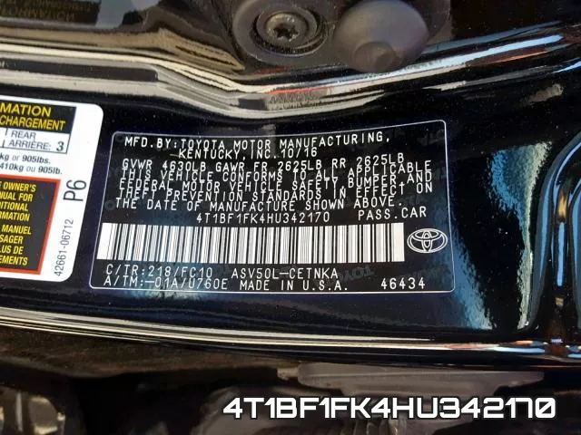 4T1BF1FK4HU342170 фото 2