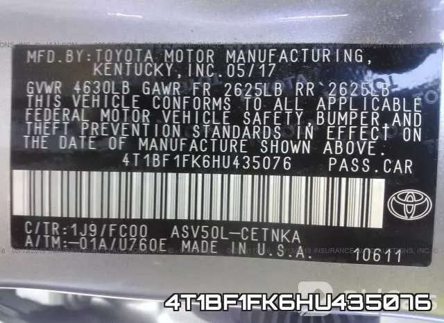 4T1BF1FK6HU435076 фото 10