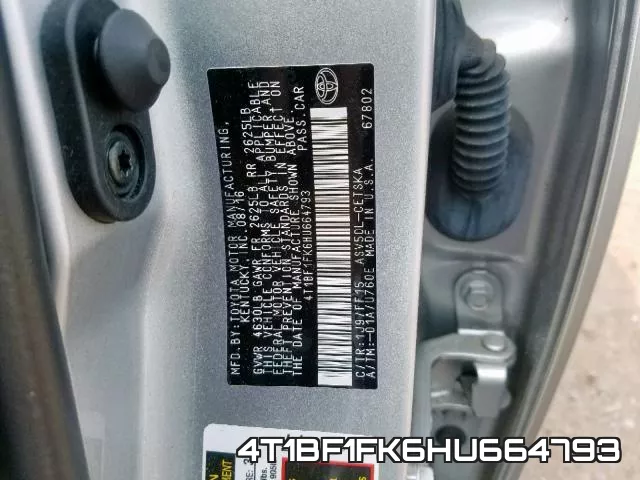 4T1BF1FK6HU664793 фото 2