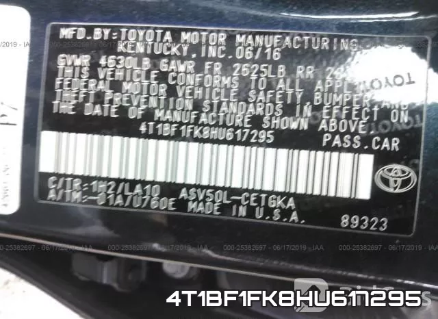 4T1BF1FK8HU617295 фото 10