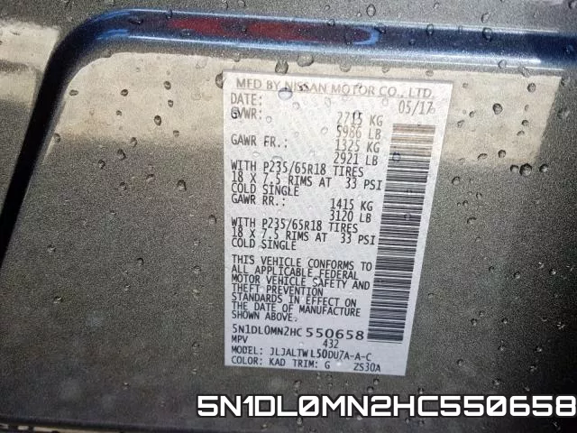 5N1DL0MN2HC550658 фото 2