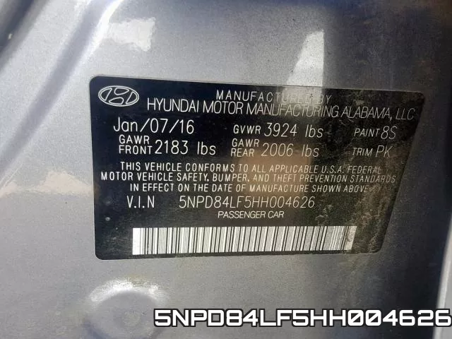 5NPD84LF5HH004626 фото 2