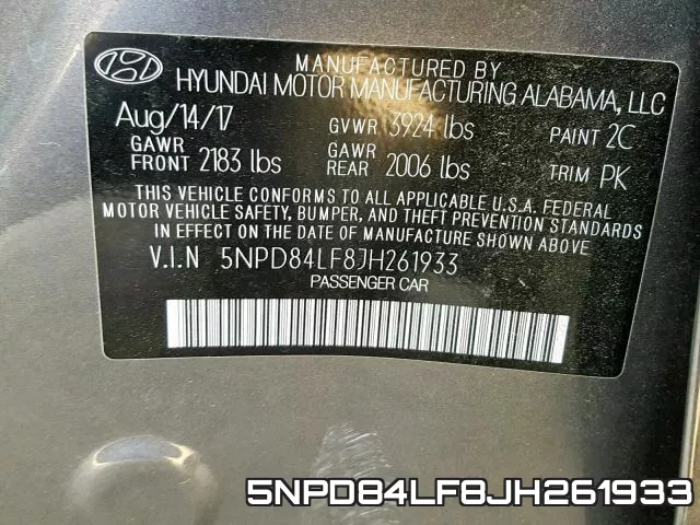 5NPD84LF8JH261933 фото 2