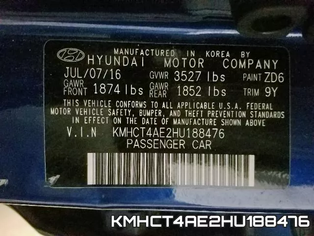 KMHCT4AE2HU188476 фото 2