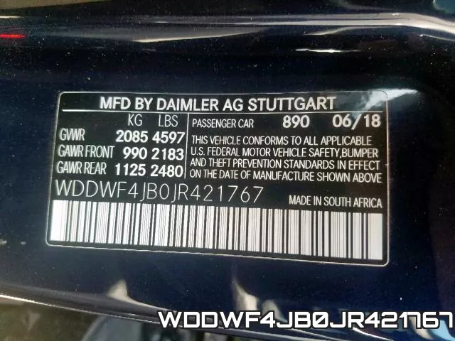 WDDWF4JB0JR421767 фото 2