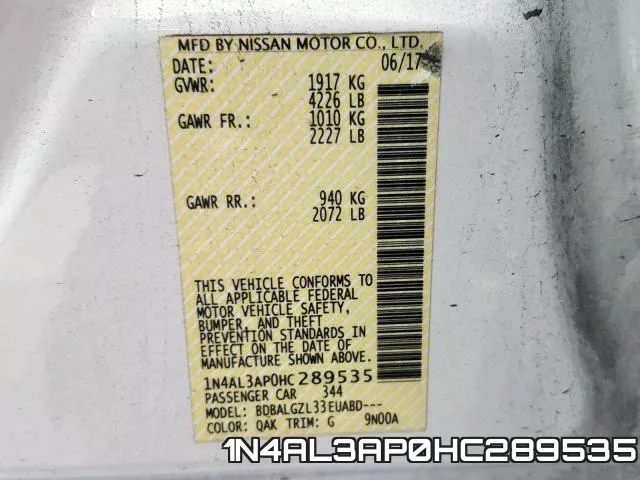 1N4AL3AP0HC289535 фото 2