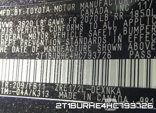 2T1BURHE4HC793726 фото 10