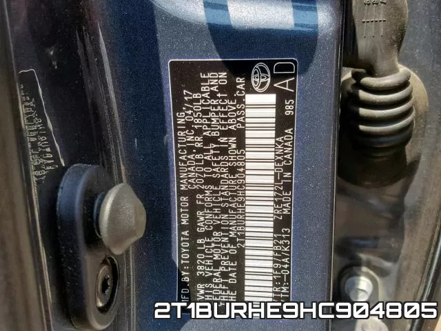 2T1BURHE9HC904805 фото 2
