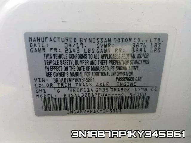3N1AB7AP1KY345861 фото 2