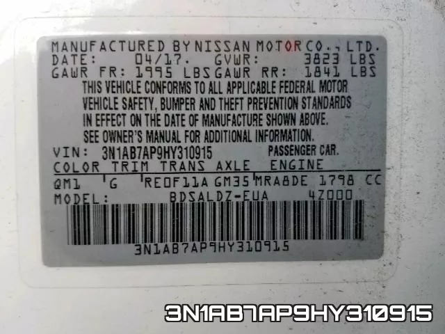3N1AB7AP9HY310915 фото 2