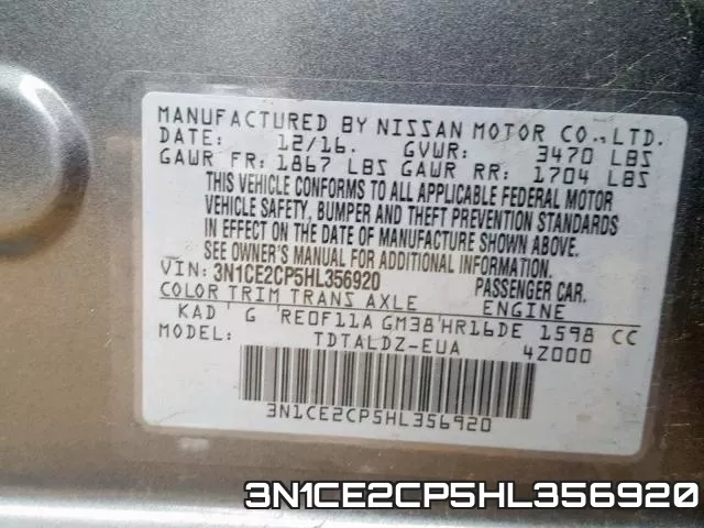 3N1CE2CP5HL356920 фото 2