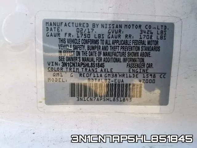 3N1CN7AP5HL851845 фото 2