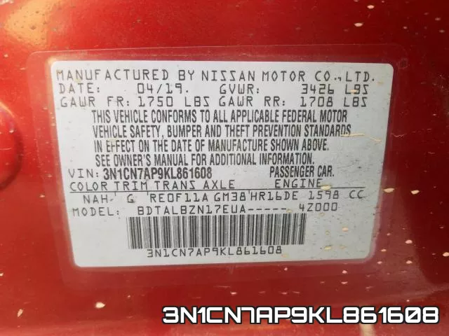 3N1CN7AP9KL861608 фото 2