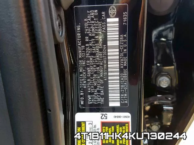 4T1B11HK4KU730244 фото 2