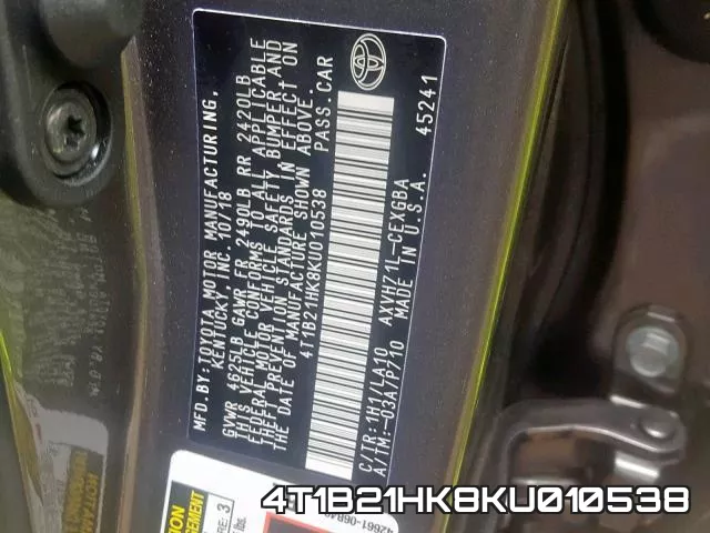 4T1B21HK8KU010538 фото 2