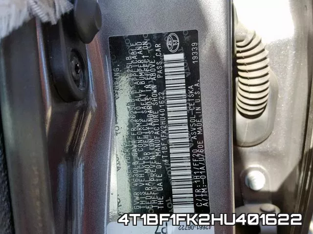 4T1BF1FK2HU401622 фото 2