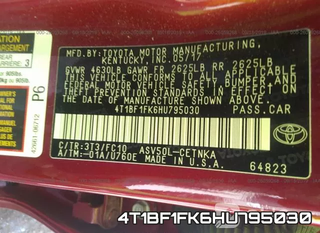 4T1BF1FK6HU795030 фото 10
