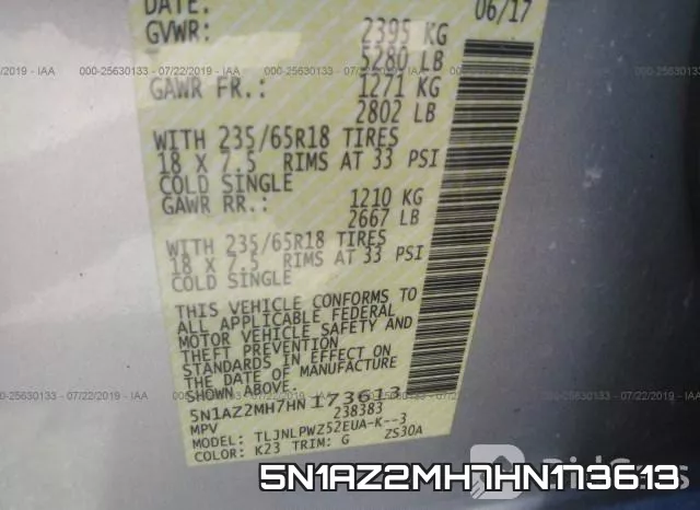 5N1AZ2MH7HN173613 фото 9
