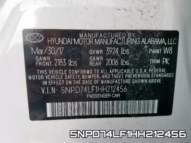 5NPD74LF1HH212456 фото 2