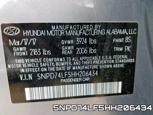 5NPD74LF5HH206434 фото 2