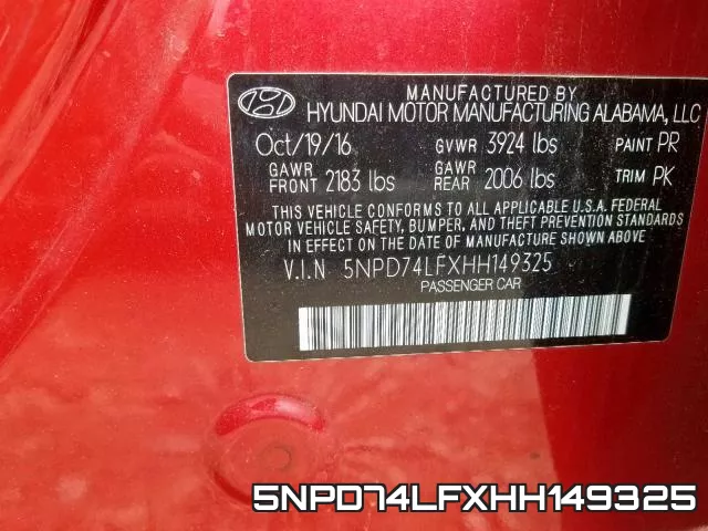 5NPD74LFXHH149325 фото 2