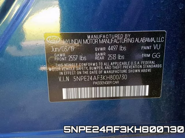 5NPE24AF3KH800730 фото 2
