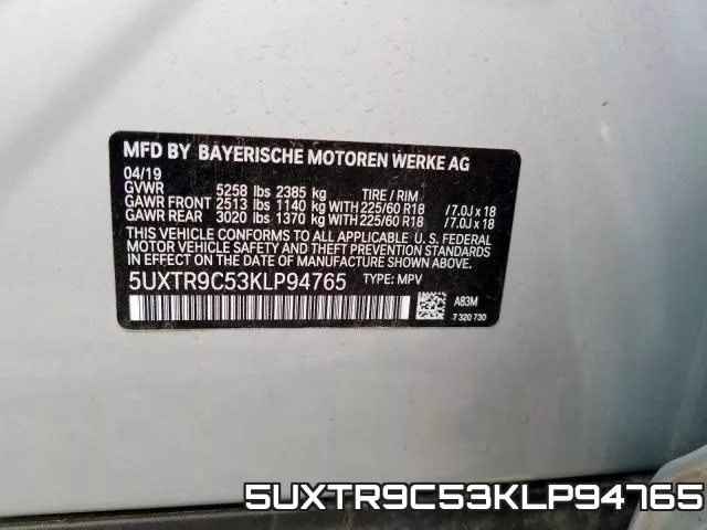 5UXTR9C53KLP94765 фото 2
