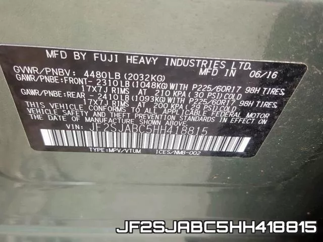 JF2SJABC5HH418815 фото 2