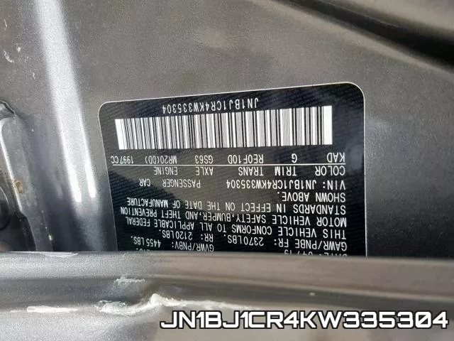 JN1BJ1CR4KW335304 фото 2