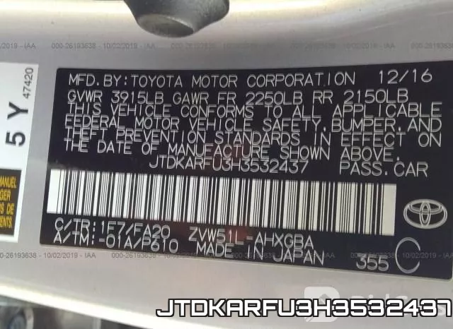 JTDKARFU3H3532437 фото 10