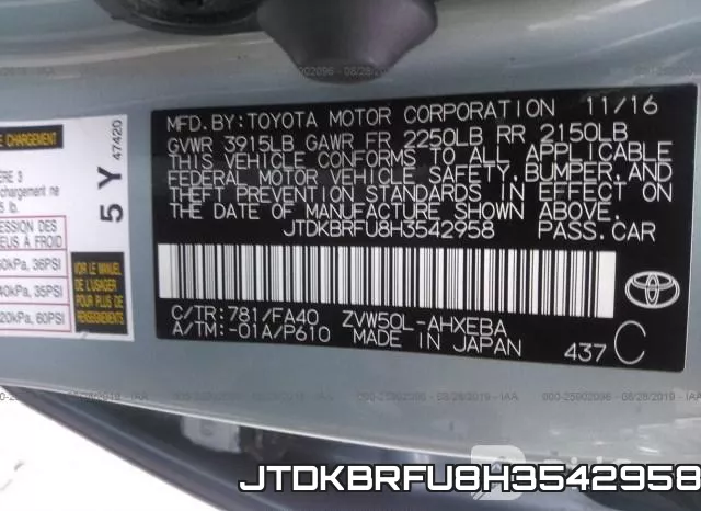 JTDKBRFU8H3542958 фото 9