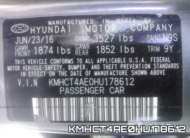 KMHCT4AE0HU178612 фото 10