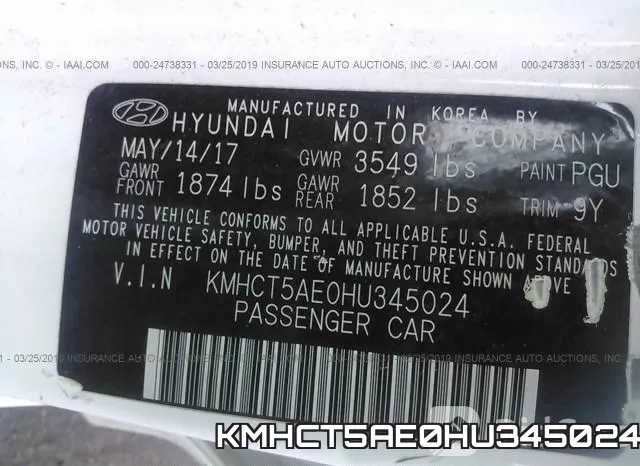 KMHCT5AE0HU345024 фото 10