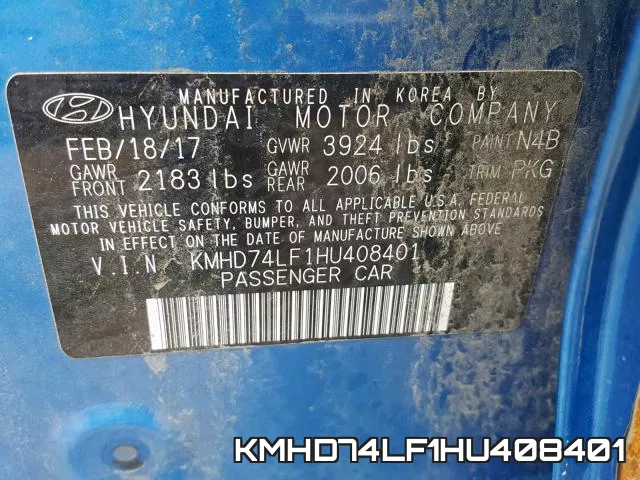 KMHD74LF1HU408401 фото 2
