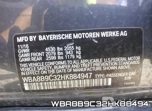 WBA8B9C32HK884947 фото 10