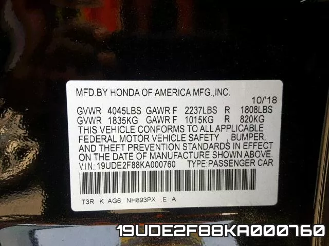 19UDE2F88KA000760 фото 2