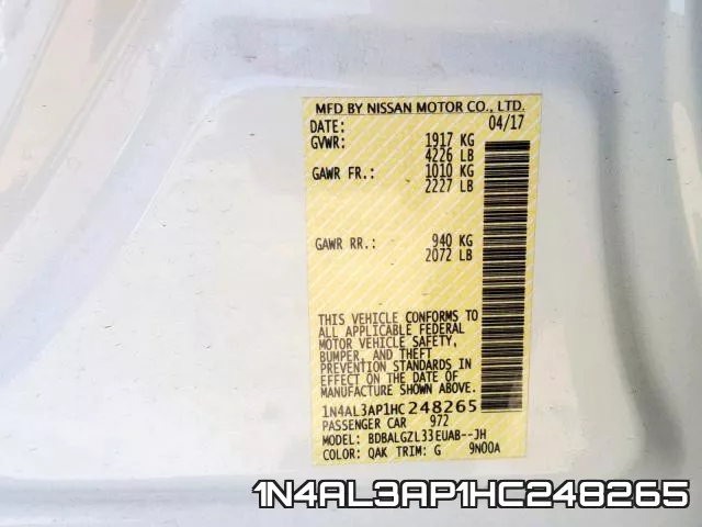 1N4AL3AP1HC248265 фото 2
