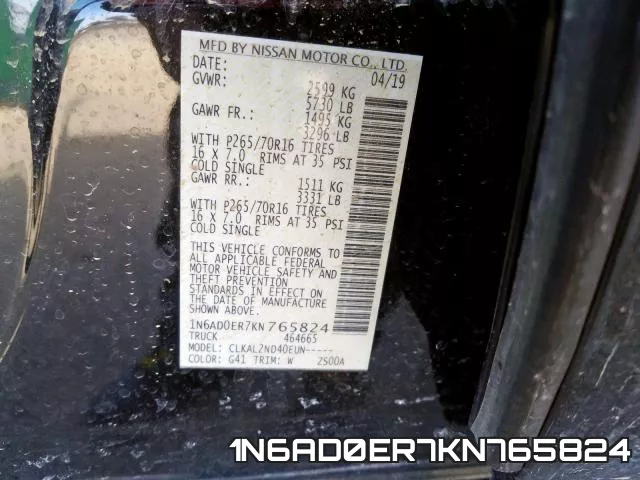 1N6AD0ER7KN765824 фото 2