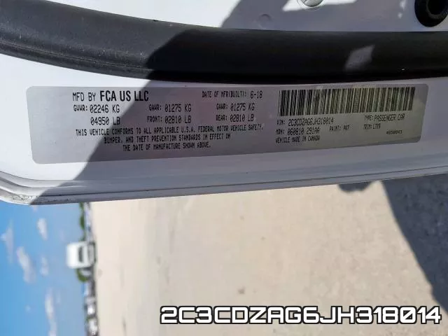 2C3CDZAG6JH318014 фото 2