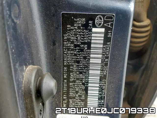 2T1BURHE0JC079338 фото 2