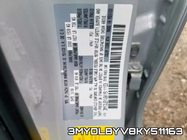 3MYDLBYV8KY511163 фото 2