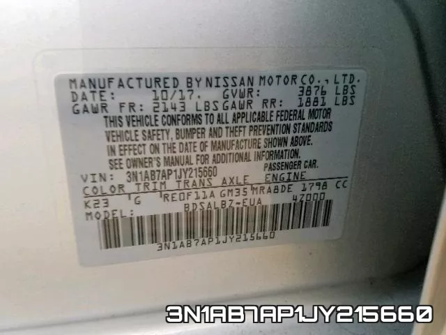 3N1AB7AP1JY215660 фото 2