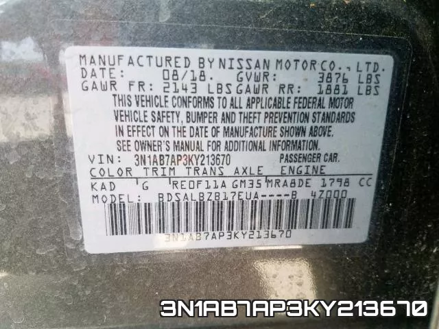 3N1AB7AP3KY213670 фото 2