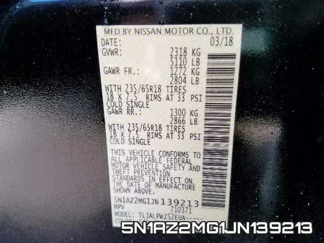 5N1AZ2MG1JN139213 фото 2