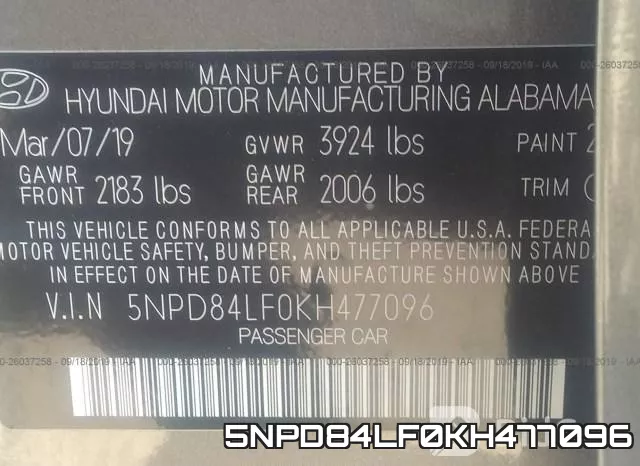5NPD84LF0KH477096 фото 10