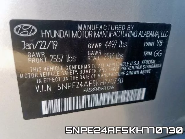 5NPE24AF5KH770730 фото 2