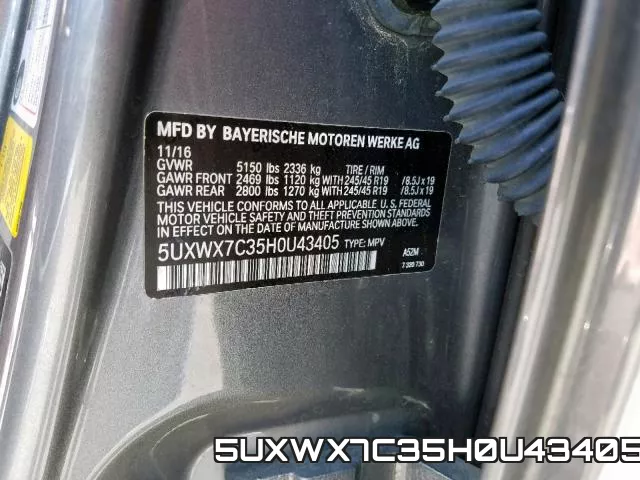 5UXWX7C35H0U43405 фото 2