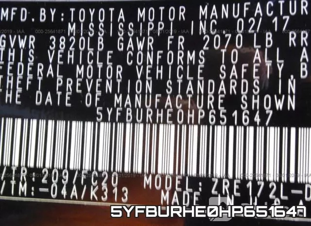 5YFBURHE0HP651647 фото 10